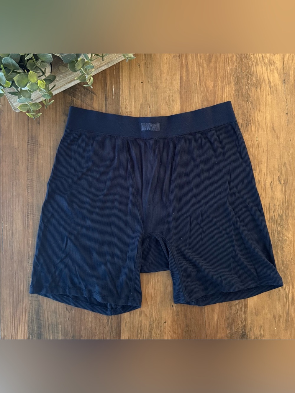 SKIMS Ribbed Lounge Pajama Boxers | Navy Blue | Size Medium